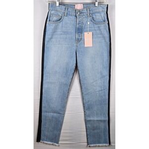Revice Ex-Boyfriend Jeans Harlow‎ Wash Light Blue Black Back Raw Hem NWT Sz 31